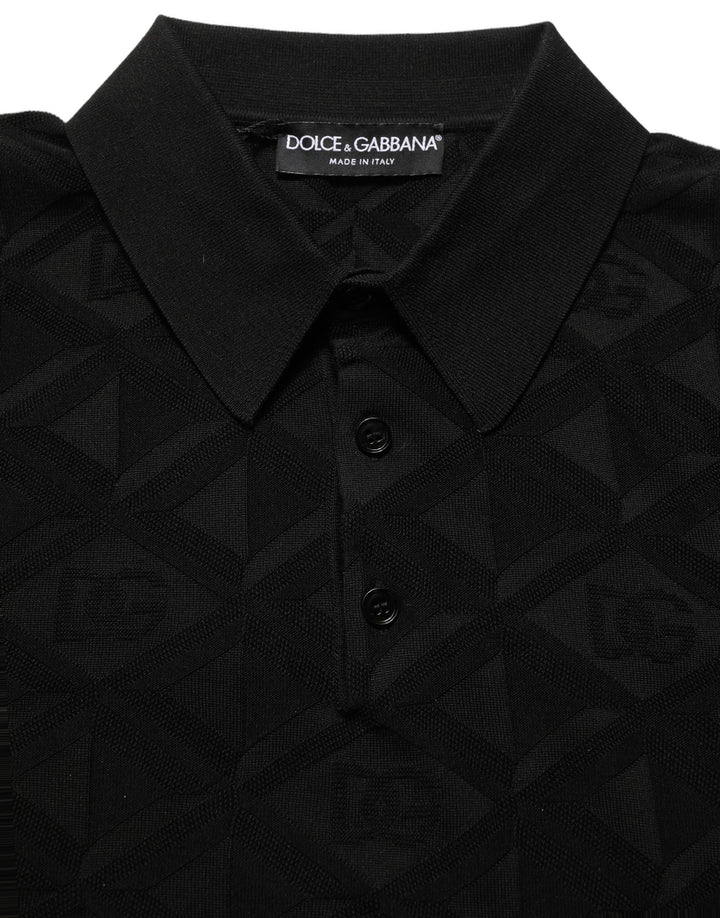 Dolce &amp; Gabbana Black Silk Short Sleeve Knit Polo T-shirt