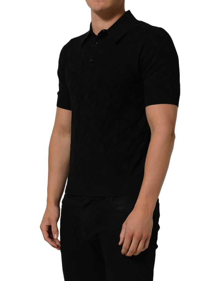 Dolce &amp; Gabbana Black Silk Short Sleeve Knit Polo T-shirt