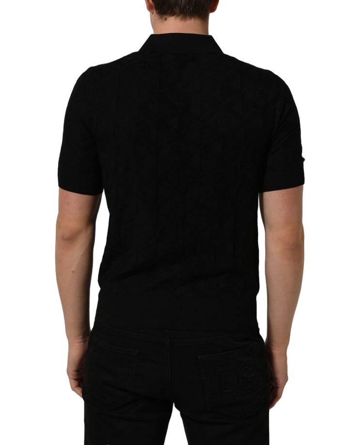 Dolce &amp; Gabbana Black Silk Short Sleeve Knit Polo T-shirt