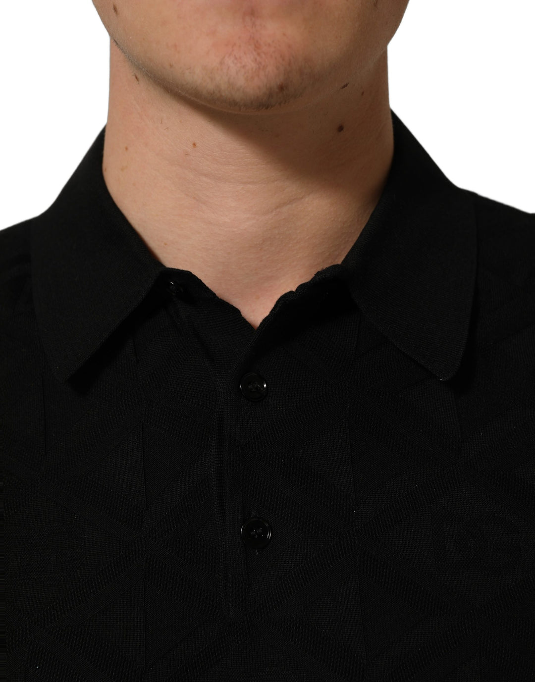 Dolce &amp; Gabbana Black Silk Short Sleeve Knit Polo T-shirt
