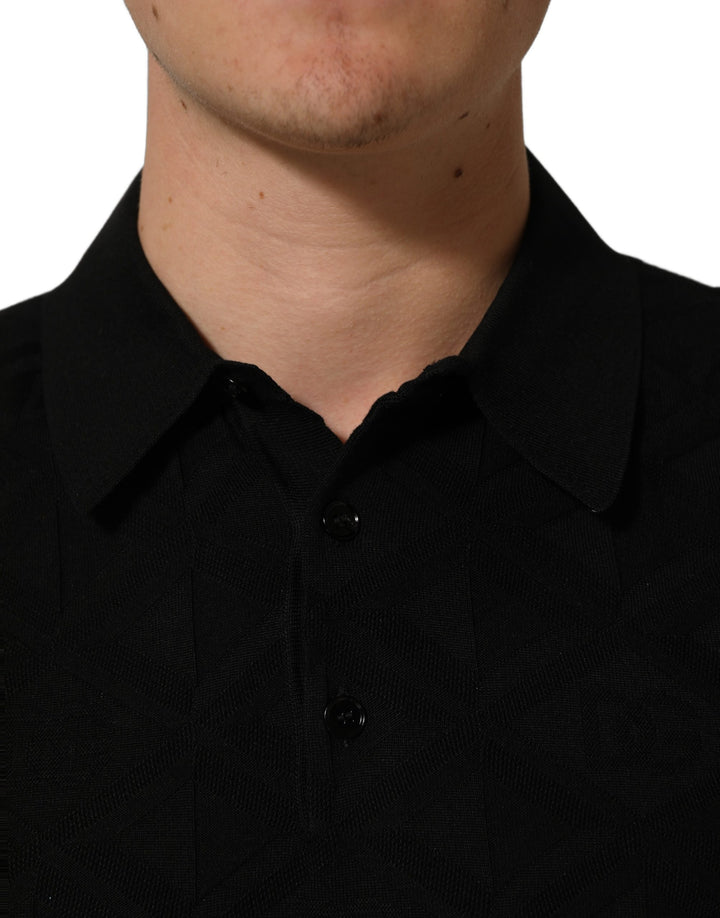 Dolce &amp; Gabbana Black Silk Short Sleeve Knit Polo T-shirt
