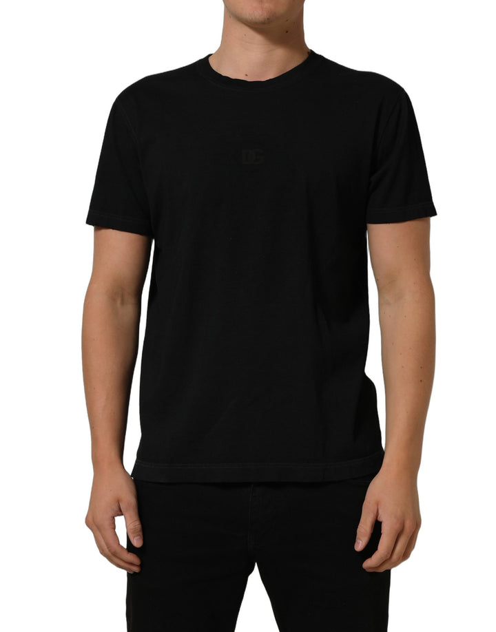 Dolce &amp; Gabbana Black Cotton Short Sleeve Crew Neck T-shirt