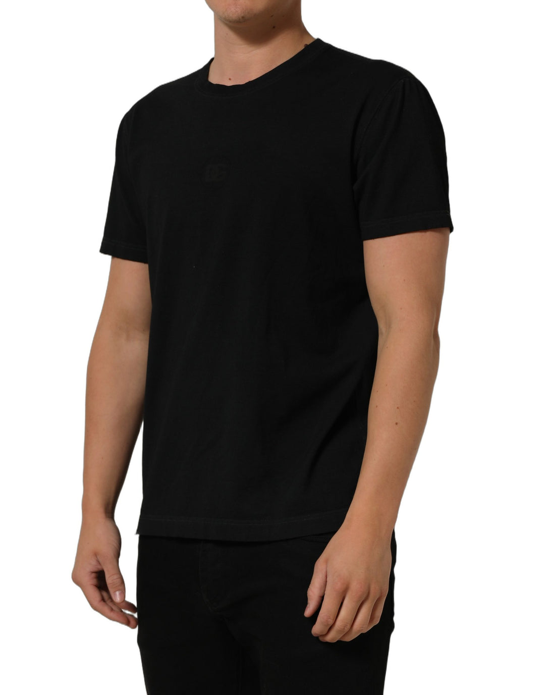 Dolce &amp; Gabbana Black Cotton Short Sleeve Crew Neck T-shirt