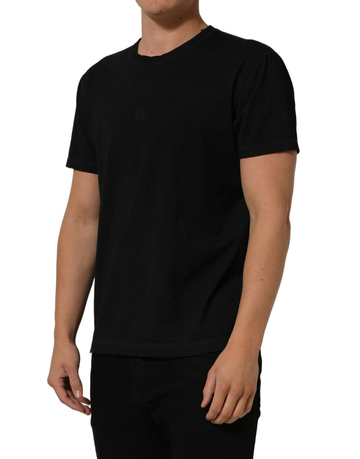 Dolce &amp; Gabbana Black Cotton Short Sleeve Crew Neck T-shirt