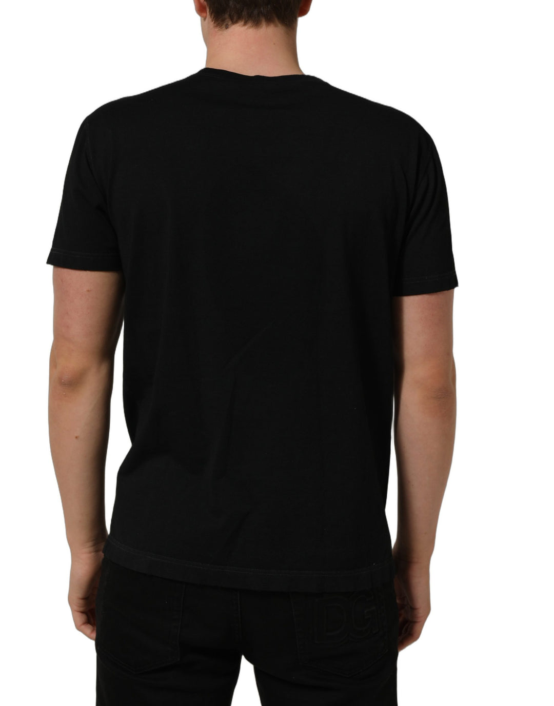 Dolce &amp; Gabbana Black Cotton Short Sleeve Crew Neck T-shirt