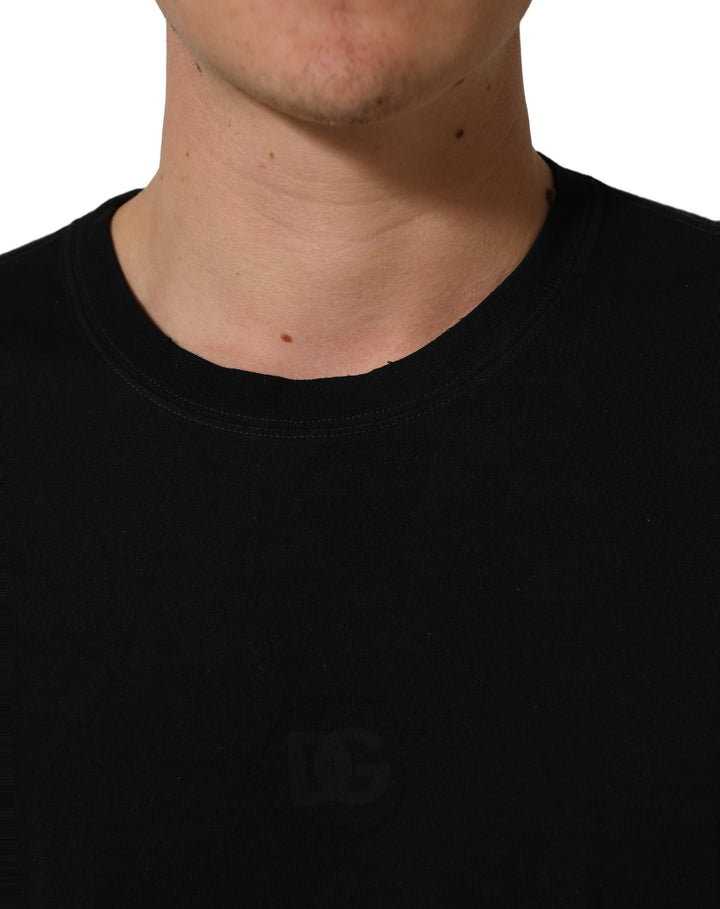 Dolce &amp; Gabbana Black Cotton Short Sleeve Crew Neck T-shirt