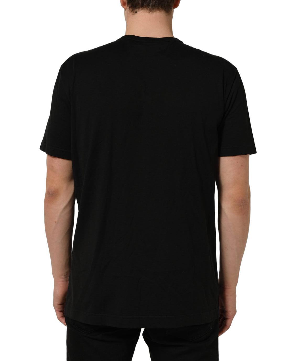 Dolce &amp; Gabbana Black Dog Tag Short Sleeve CrewNeck T-shirt