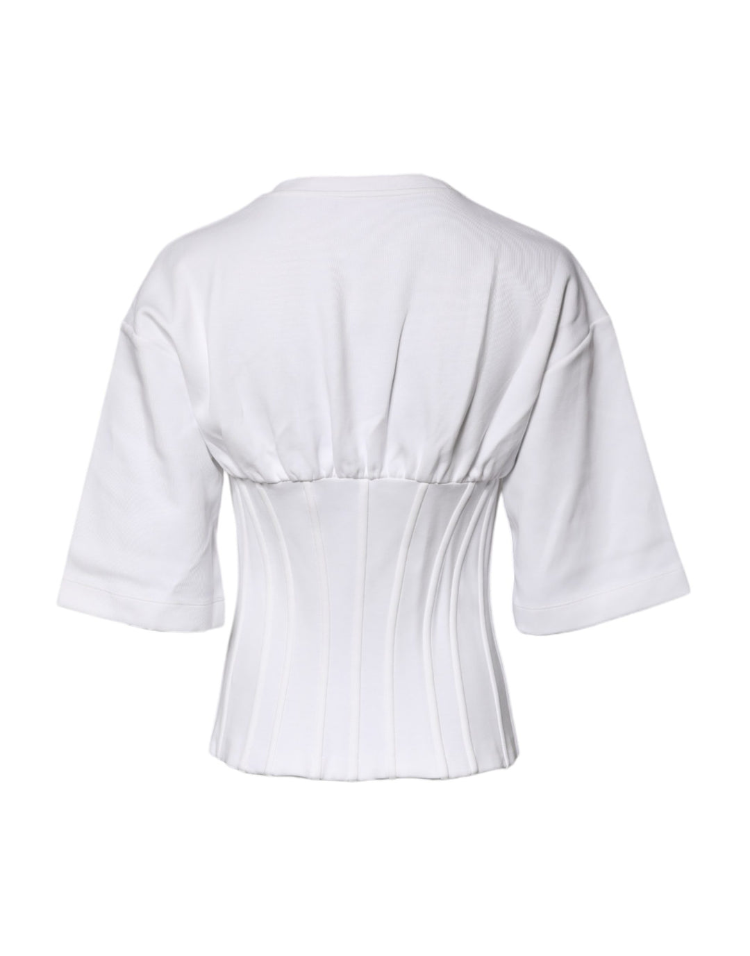 Dolce &amp; Gabbana White Cotton Blend Corset Style Blouse Top