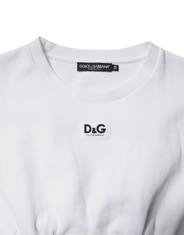 Dolce &amp; Gabbana White Cotton Blend Corset Style Blouse Top