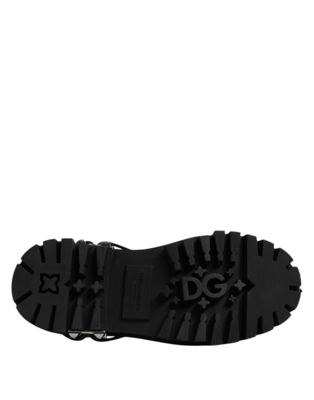 Dolce &amp; Gabbana Black Studded Leather Hi-Trekking Derby Men Shoes