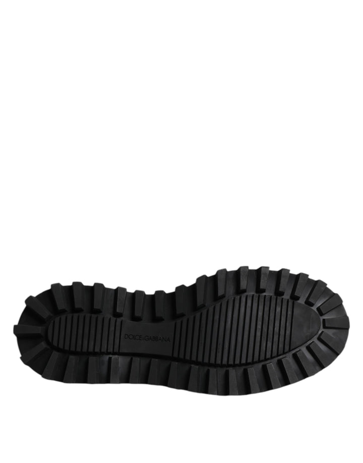 Dolce &amp; Gabbana Black Calf Leather Hi-Trekking Derby Shoes