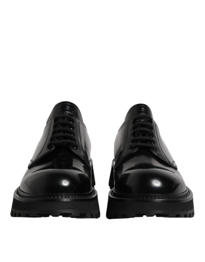 Dolce &amp; Gabbana Black Calf Leather Hi-Trekking Derby Shoes