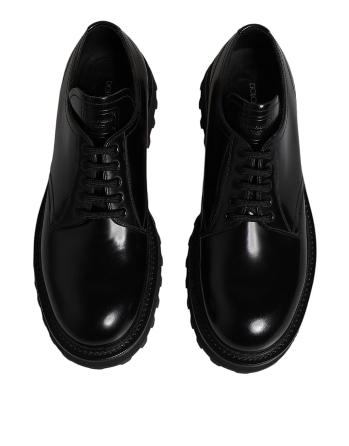 Dolce &amp; Gabbana Black Calf Leather Hi-Trekking Derby Shoes