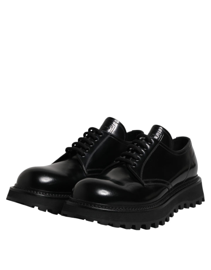 Dolce &amp; Gabbana Black Calf Leather Hi-Trekking Derby Shoes