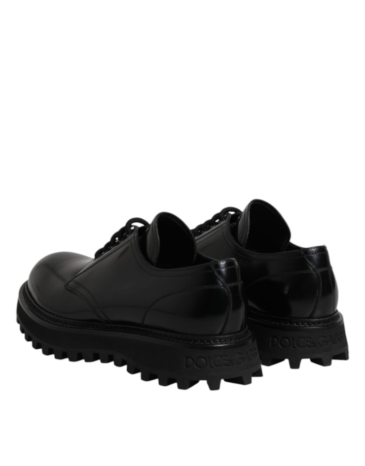 Dolce &amp; Gabbana Black Calf Leather Hi-Trekking Derby Shoes