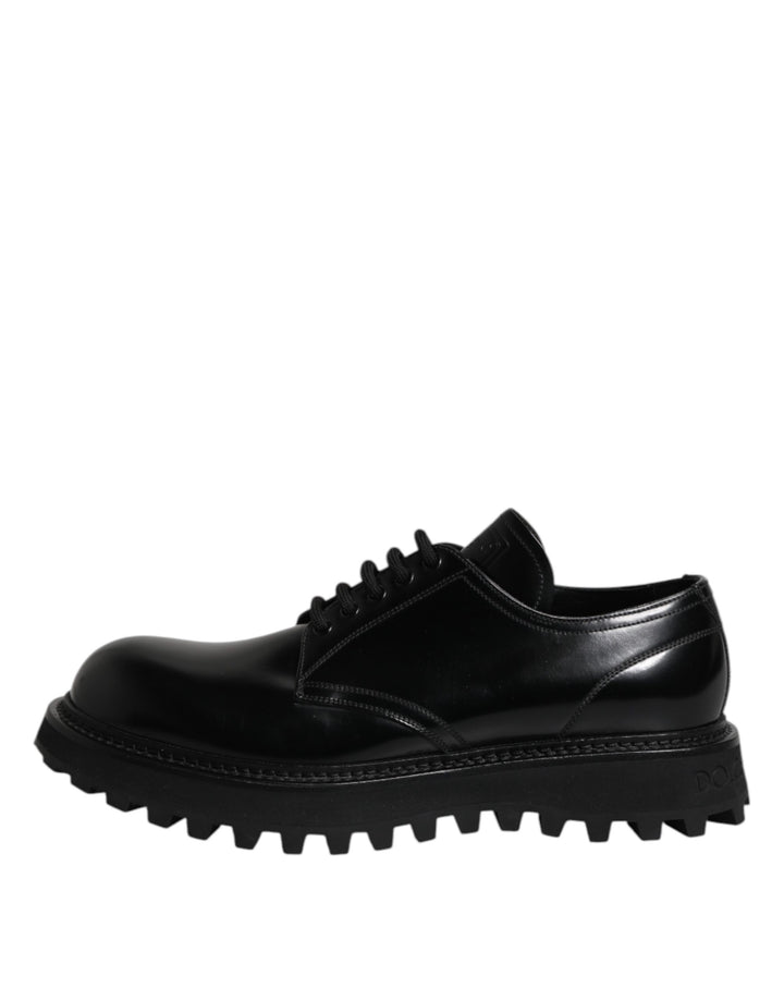 Dolce &amp; Gabbana Black Calf Leather Hi-Trekking Derby Shoes