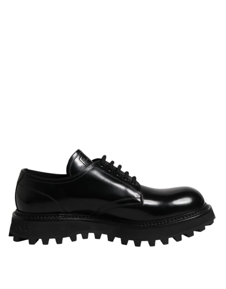 Dolce &amp; Gabbana Black Calf Leather Hi-Trekking Derby Shoes