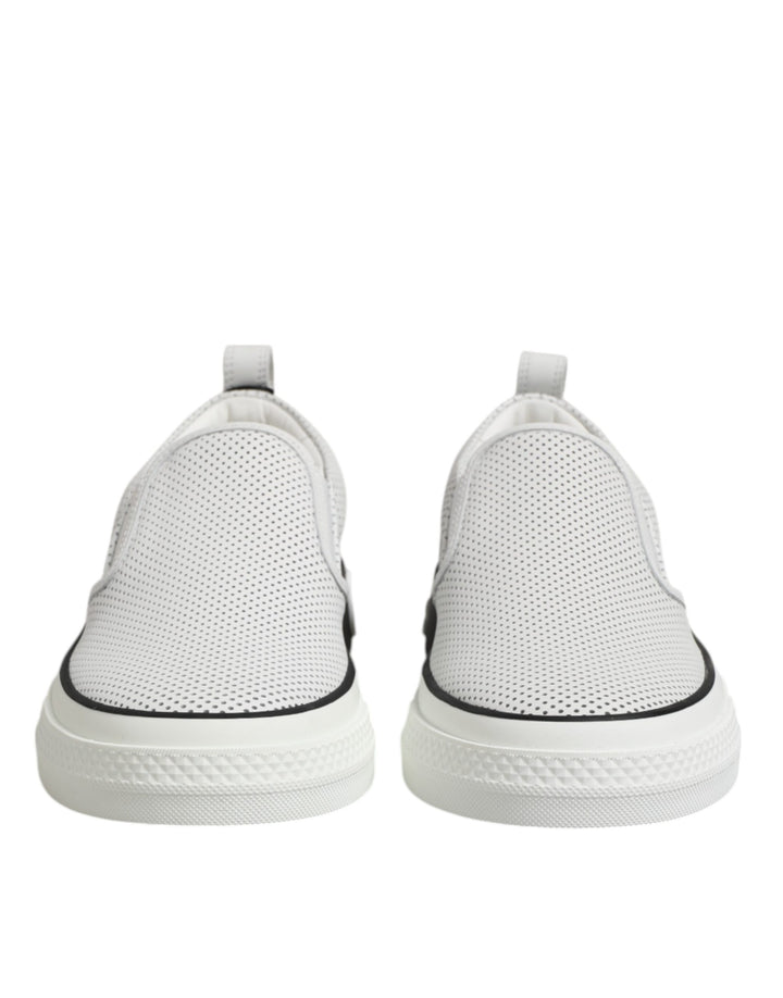 Dolce &amp; Gabbana White Perforated Custom 2.Zero Sneakers Shoes