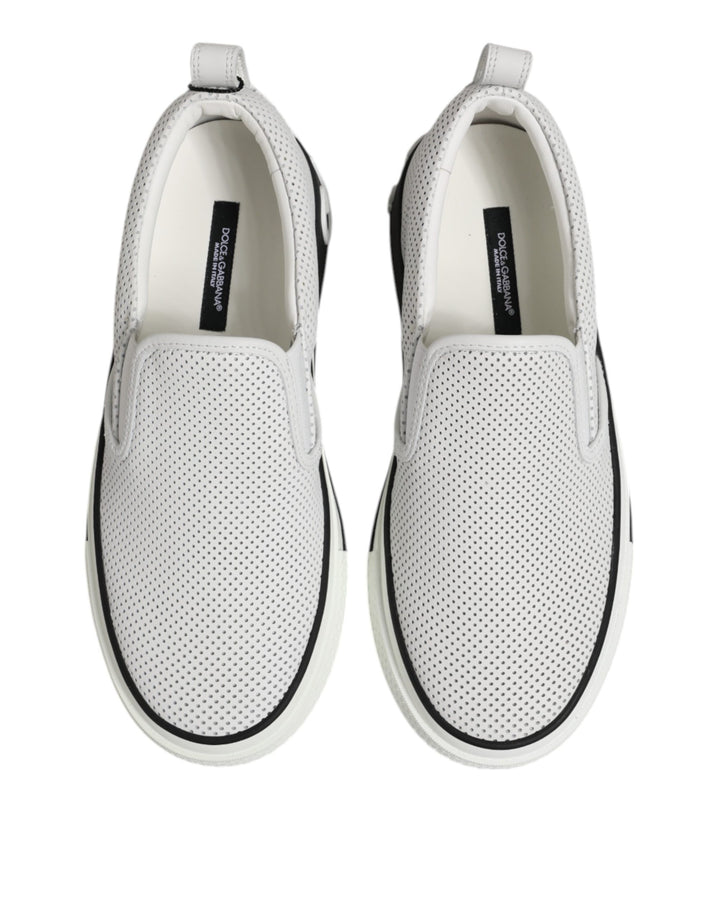 Dolce &amp; Gabbana White Perforated Custom 2.Zero Sneakers Shoes