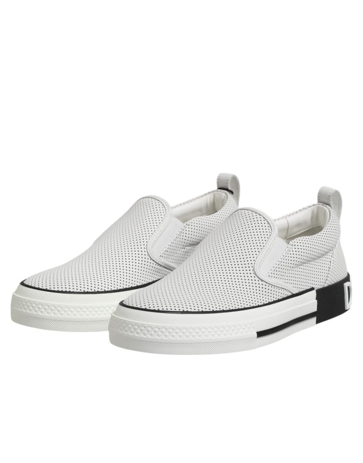 Dolce &amp; Gabbana White Perforated Custom 2.Zero Sneakers Shoes