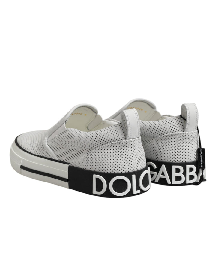 Dolce &amp; Gabbana White Perforated Custom 2.Zero Sneakers Shoes