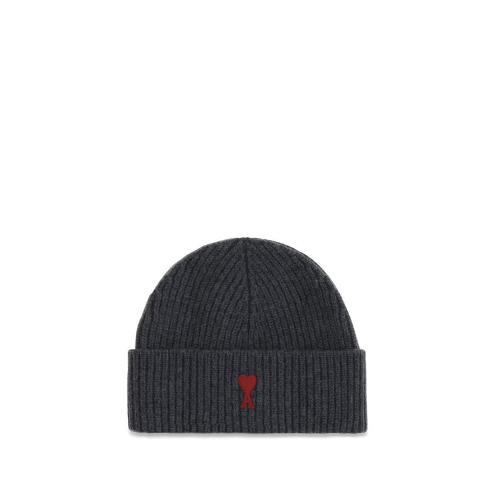 Ami Paris Gray Wool Oves Aries Beanie