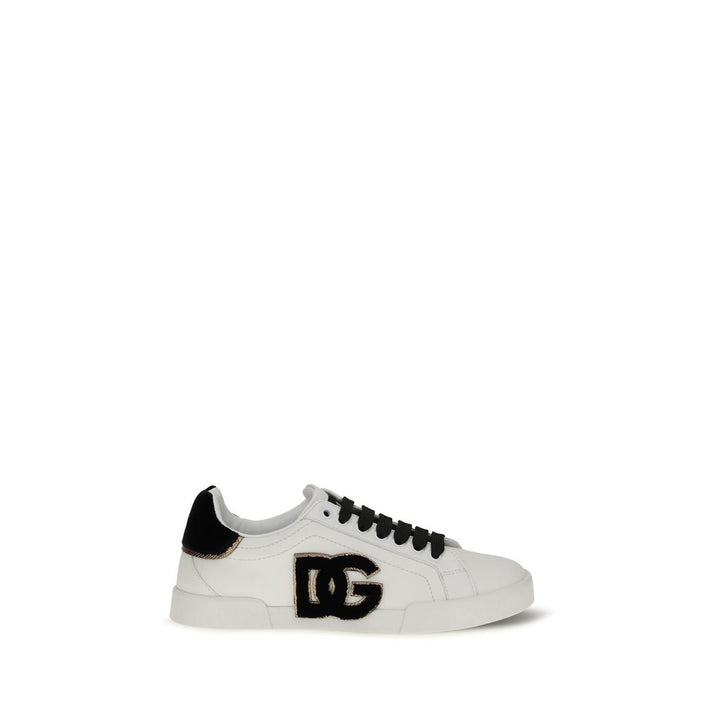 Dolce &amp; Gabbana White Calf Leather Bos Taurus Low Top Sneakers