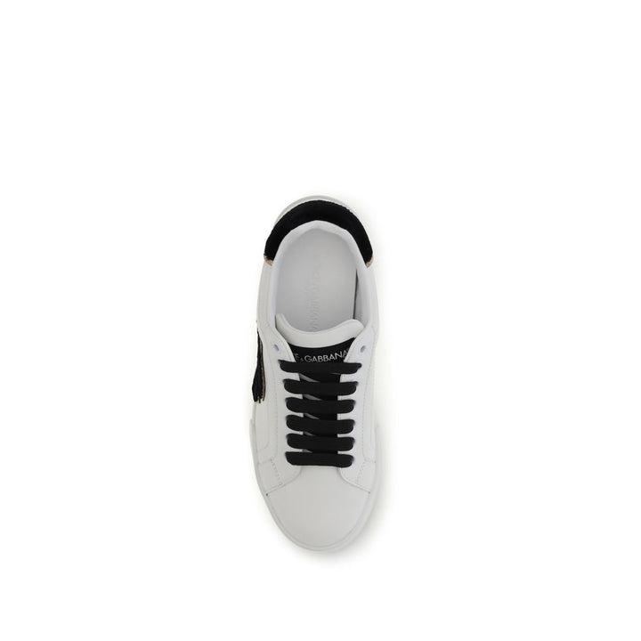 Dolce &amp; Gabbana White Calf Leather Bos Taurus Low Top Sneakers