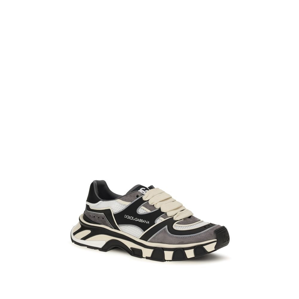 Dolce &amp; Gabbana Gray Calf Leather Bos Taurus Chunky Sneakers