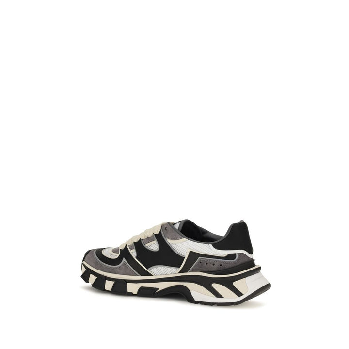 Dolce &amp; Gabbana Gray Calf Leather Bos Taurus Chunky Sneakers