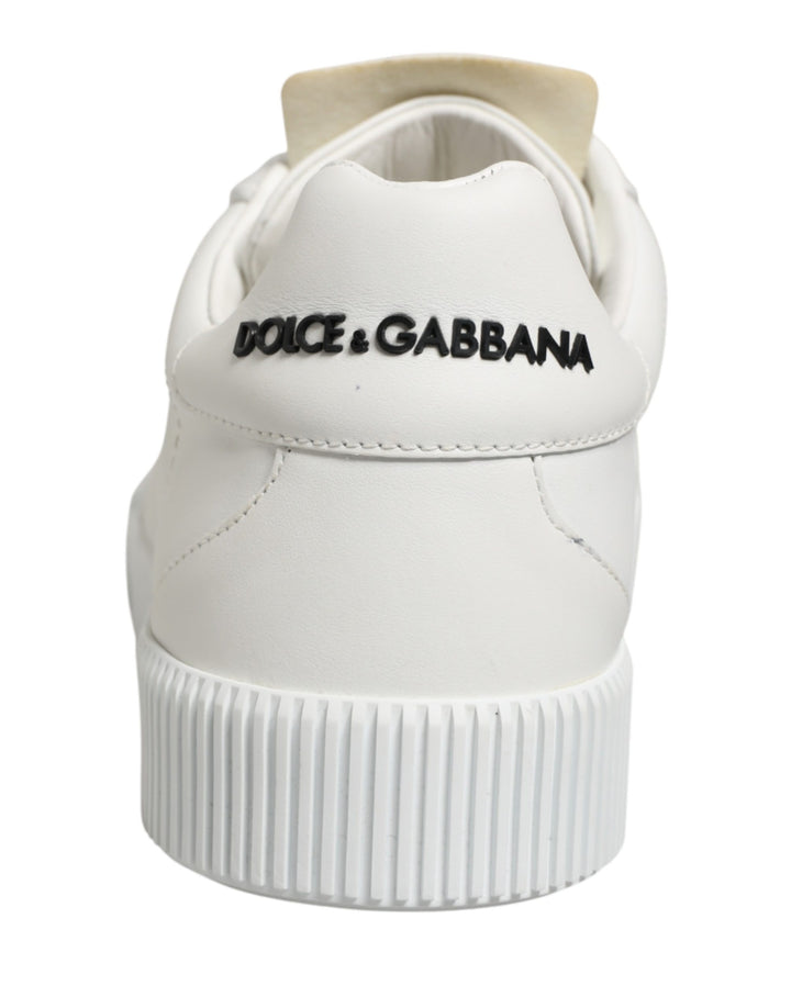 Dolce &amp; Gabbana White Miami Leather Low Top Men Sneakers Shoes