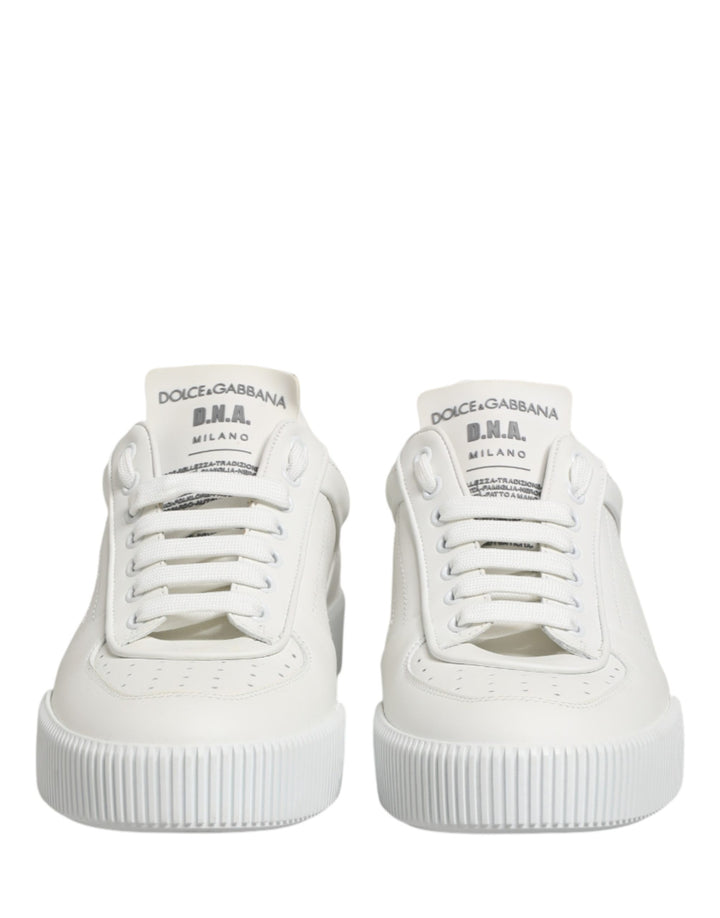 Dolce &amp; Gabbana White Miami Leather Low Top Men Sneakers Shoes