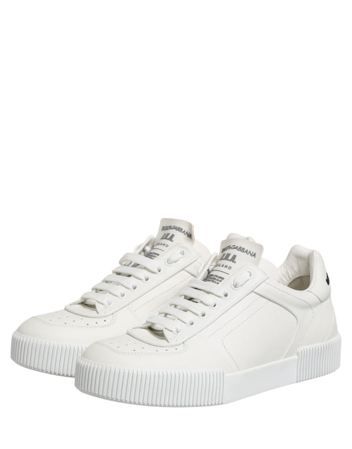 Dolce &amp; Gabbana White Miami Leather Low Top Men Sneakers Shoes