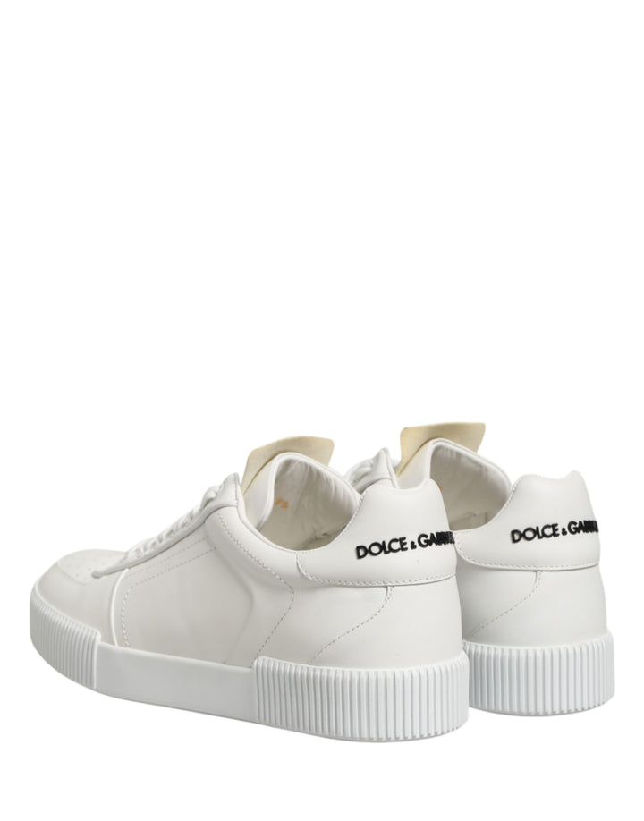 Dolce &amp; Gabbana White Miami Leather Low Top Men Sneakers Shoes