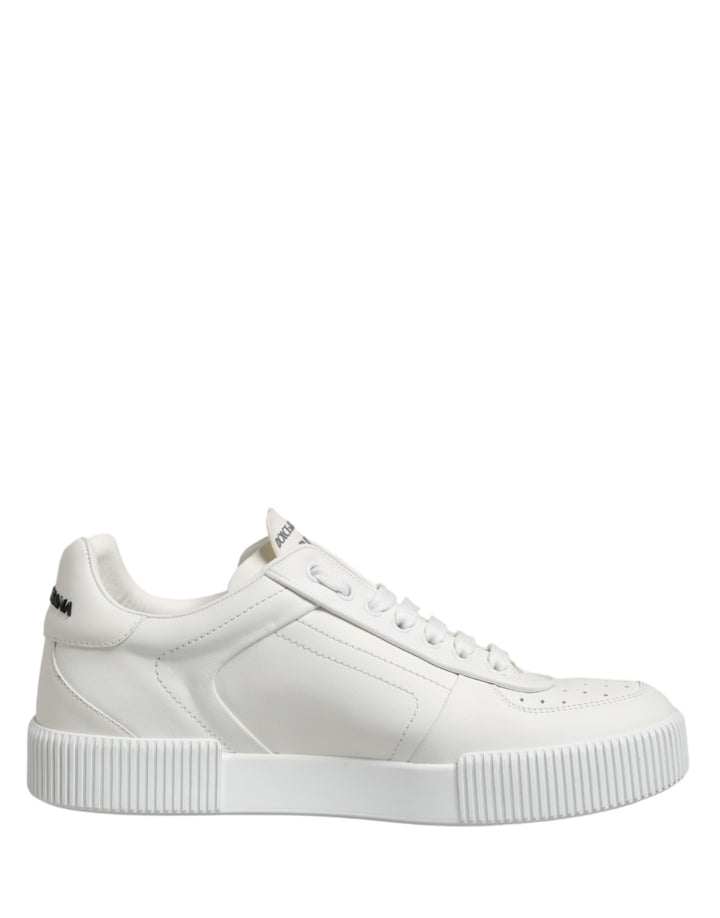 Dolce &amp; Gabbana White Miami Leather Low Top Men Sneakers Shoes