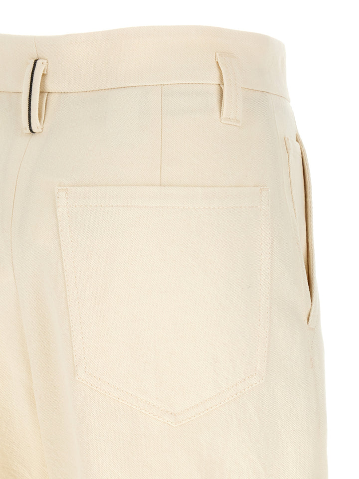Brunello Cucinelli White Cotton Casual Pants