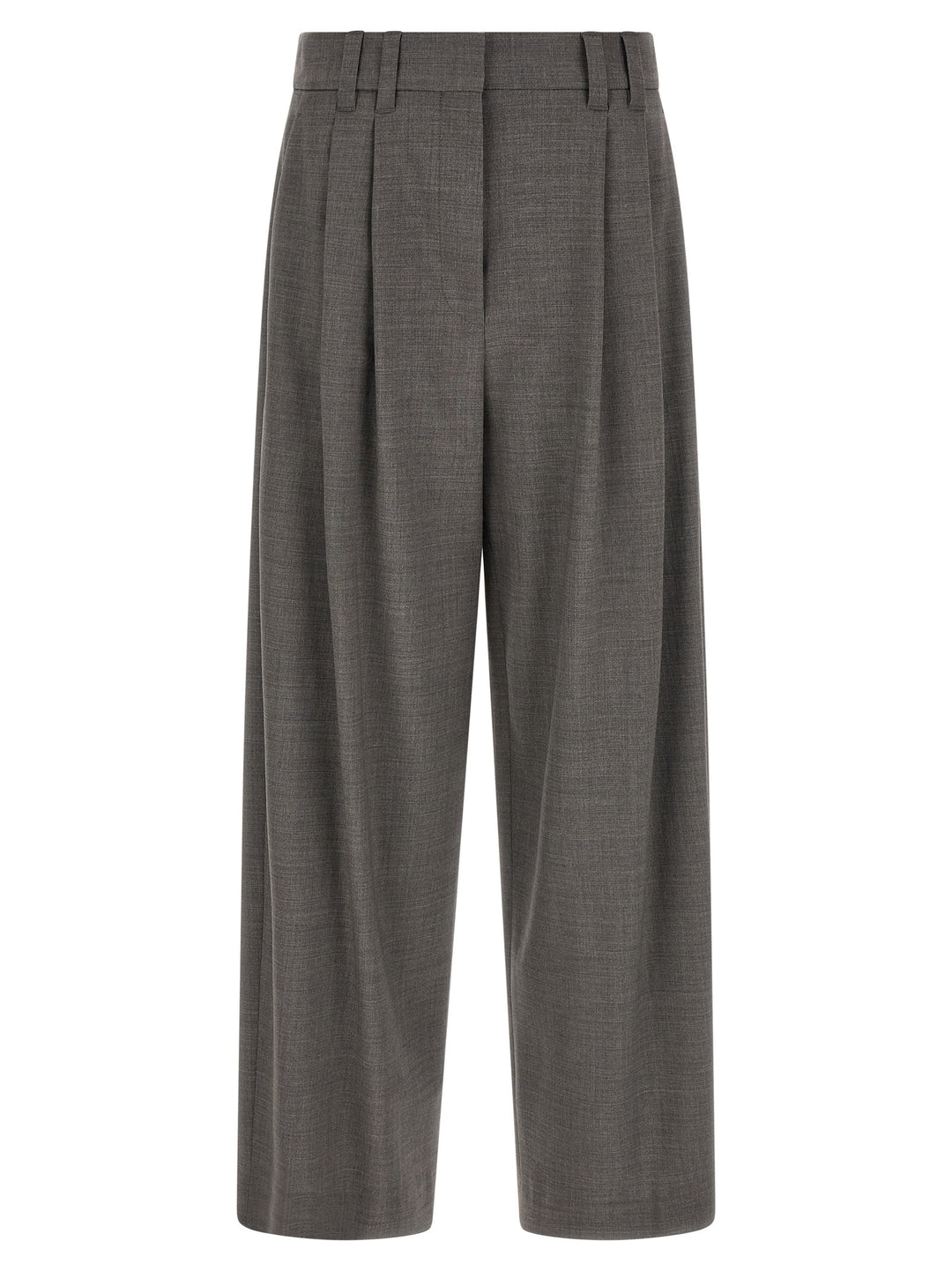 Brunello Cucinelli Gray Virgin Wool Cropped Pants