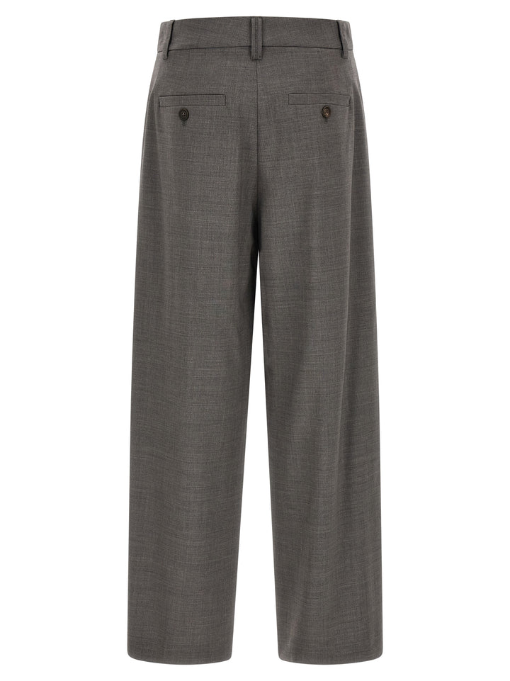 Brunello Cucinelli Gray Virgin Wool Cropped Pants
