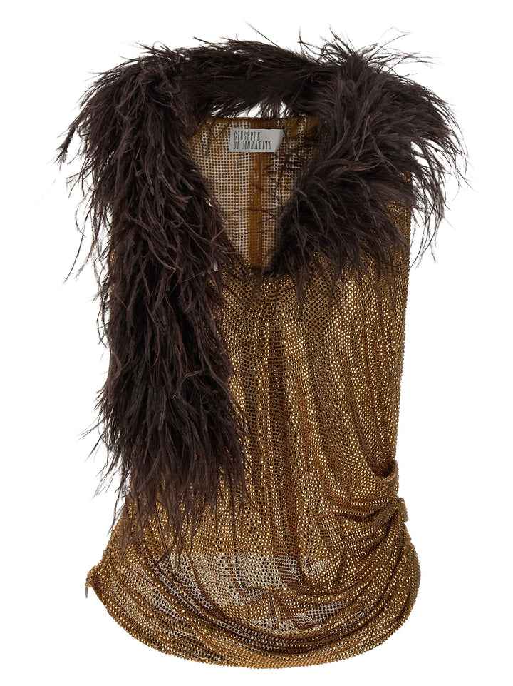 Giuseppe Di Morabito Gold Polyamide Tank Tops
