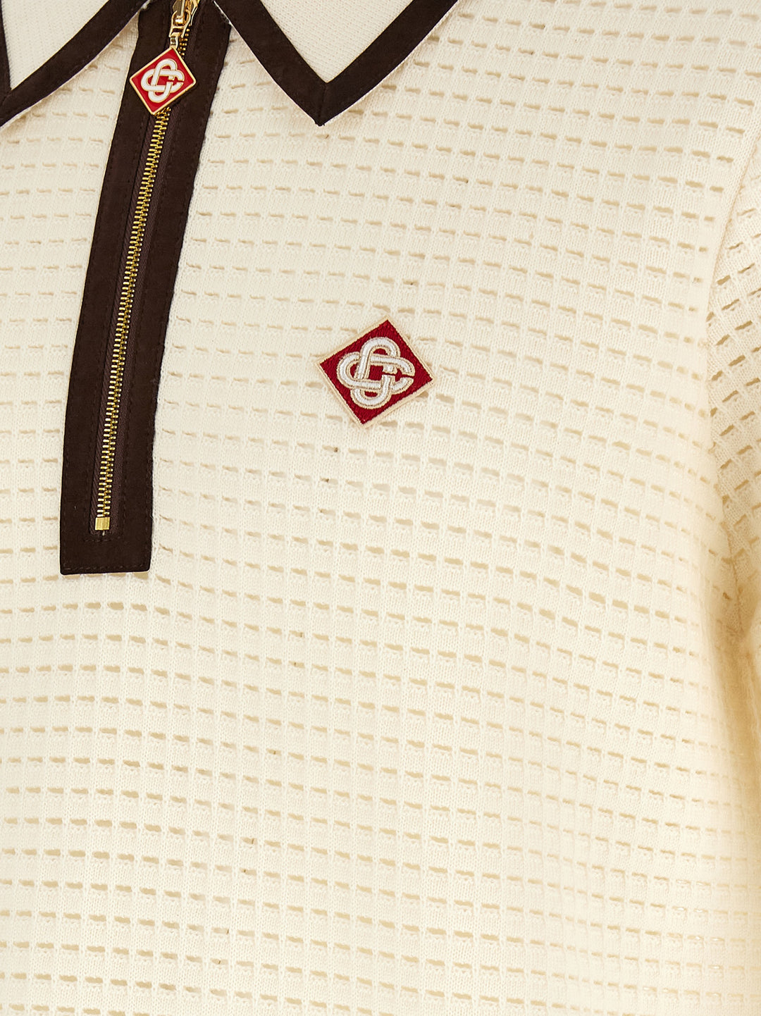 Casablanca White Wool Polo Shirt
