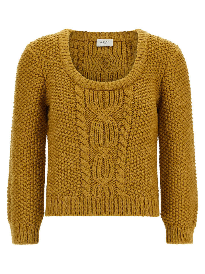 Saint Laurent Bicolor Wool Cardigan