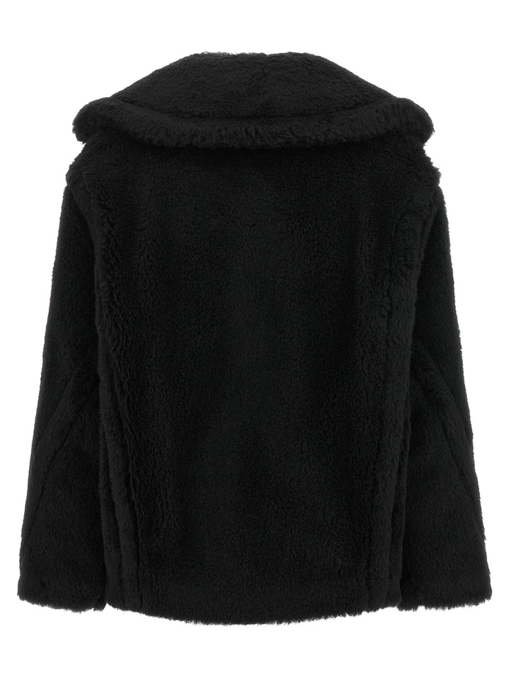 Max Mara Black Alpaca Leather Coat