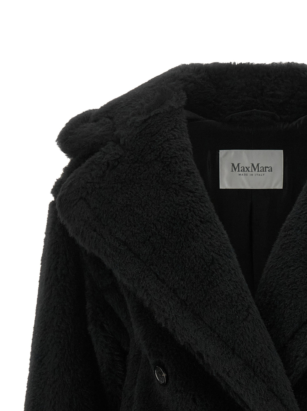 Max Mara Black Alpaca Leather Coat