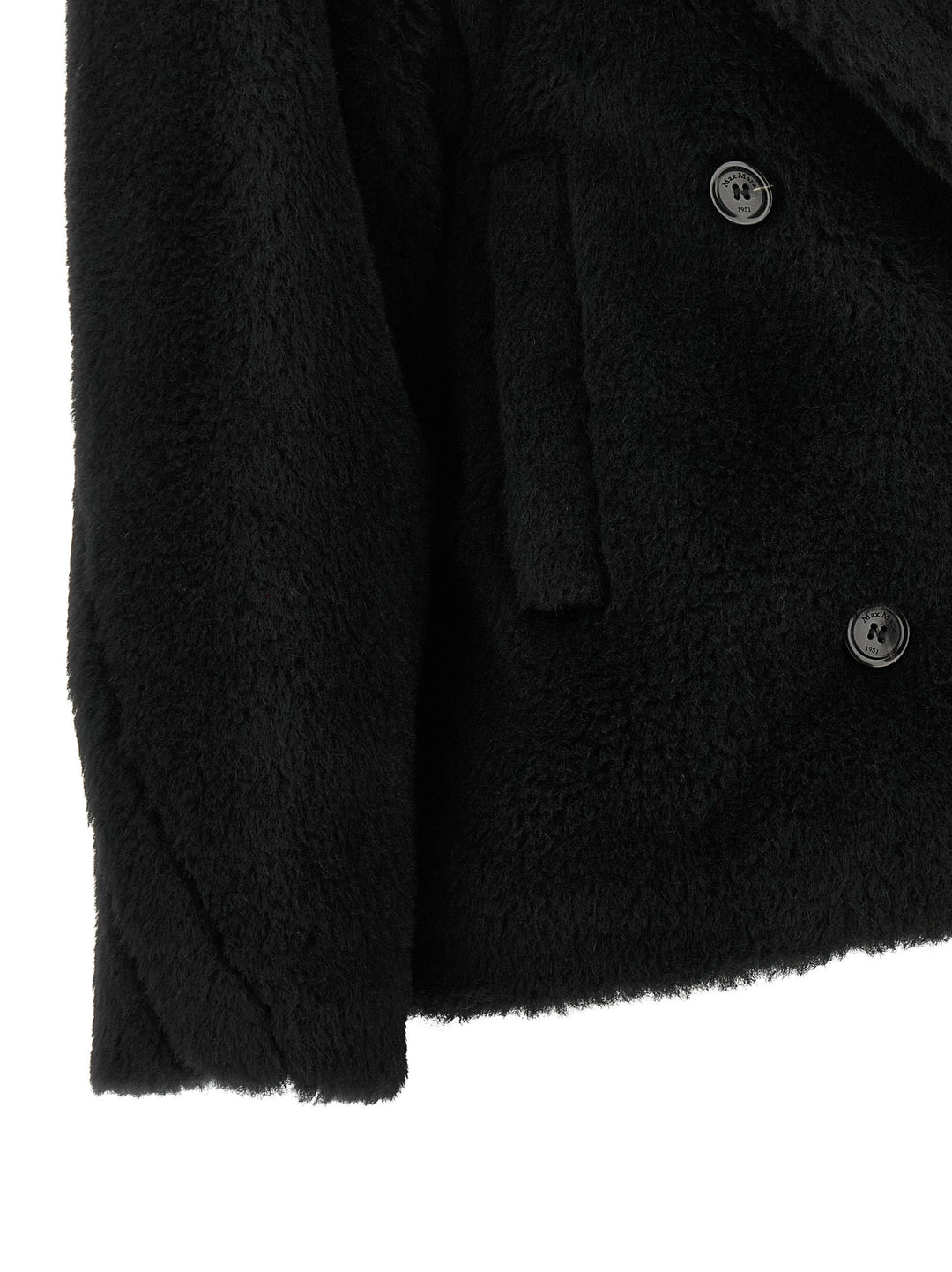 Max Mara Black Alpaca Leather Coat