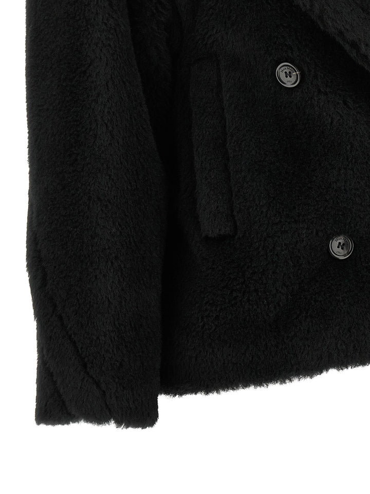 Max Mara Black Alpaca Leather Coat