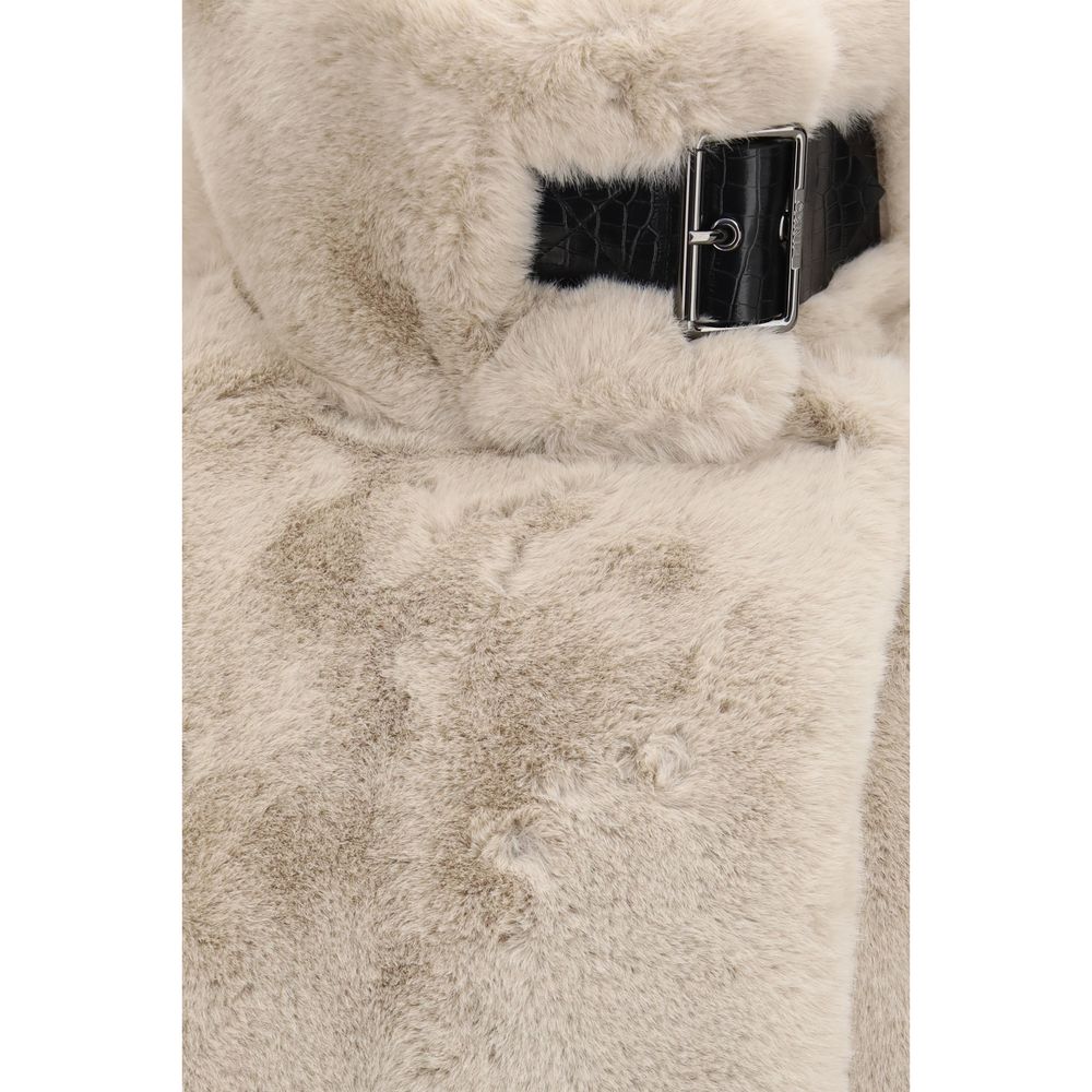PINKO Beige Polyester Full-Length Jacket