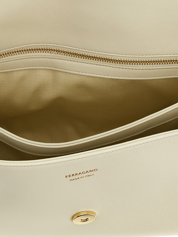 Ferragamo White Calfskin Shoulder Bag