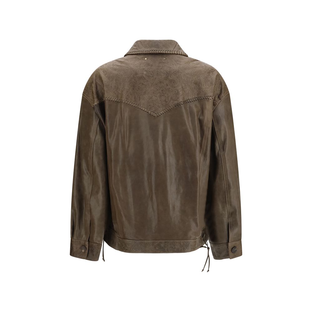 Golden Goose Brown Calf Leather Bos Taurus Leather Jacket