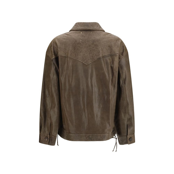 Golden Goose Brown Calf Leather Bos Taurus Leather Jacket