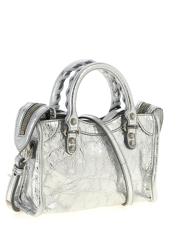 Balenciaga Silver Lamb Leather Crossbody Bag